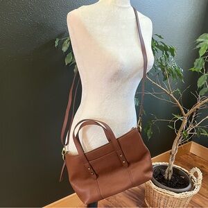 Elegant Fossil Brown Leather Tote Bag